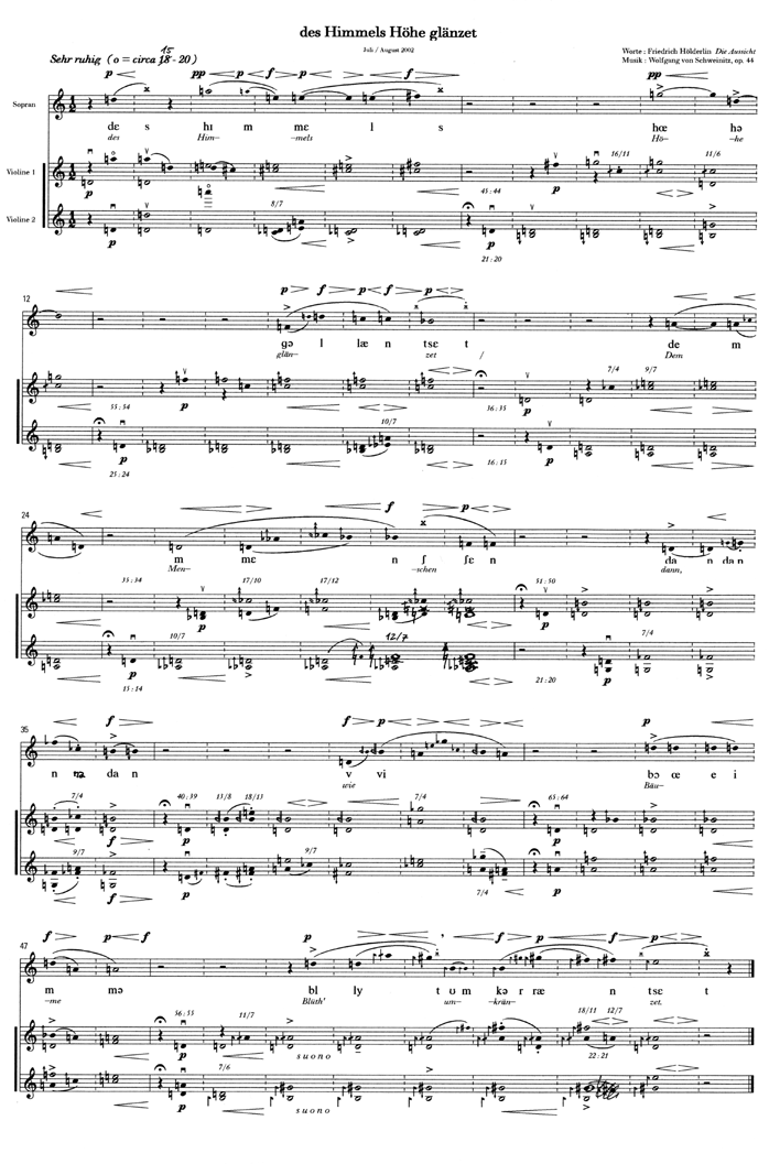 wolfgang von schweinitz, op. 44 'des Himmels Höhe glänzet' - partitur