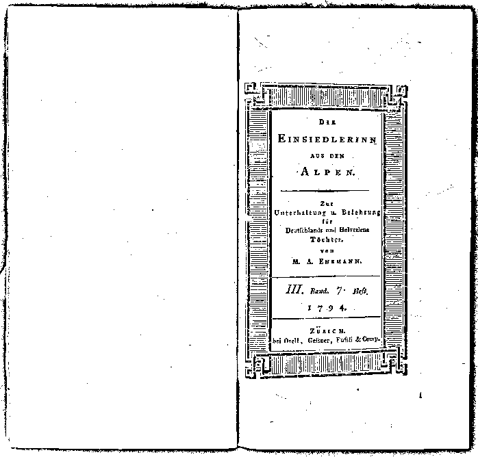 die einsiedlerinn aus den alpen 1794 III. band 7. heft - hefttitel